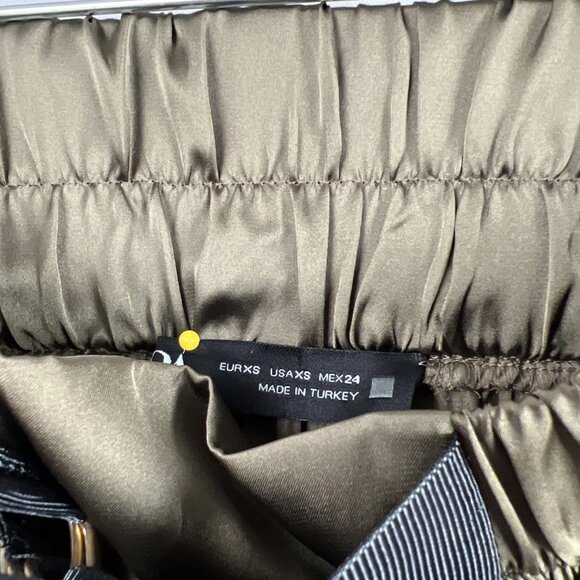 Zara Accordian Pleated Midi Skirt Womens XS Bronze Flowy Elastic Waist Shimmer - Picture 9 of 11